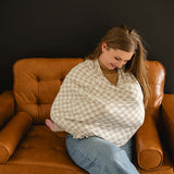 Taupe Checkered Bamboo Multi-Use Cover | Milk & Baby