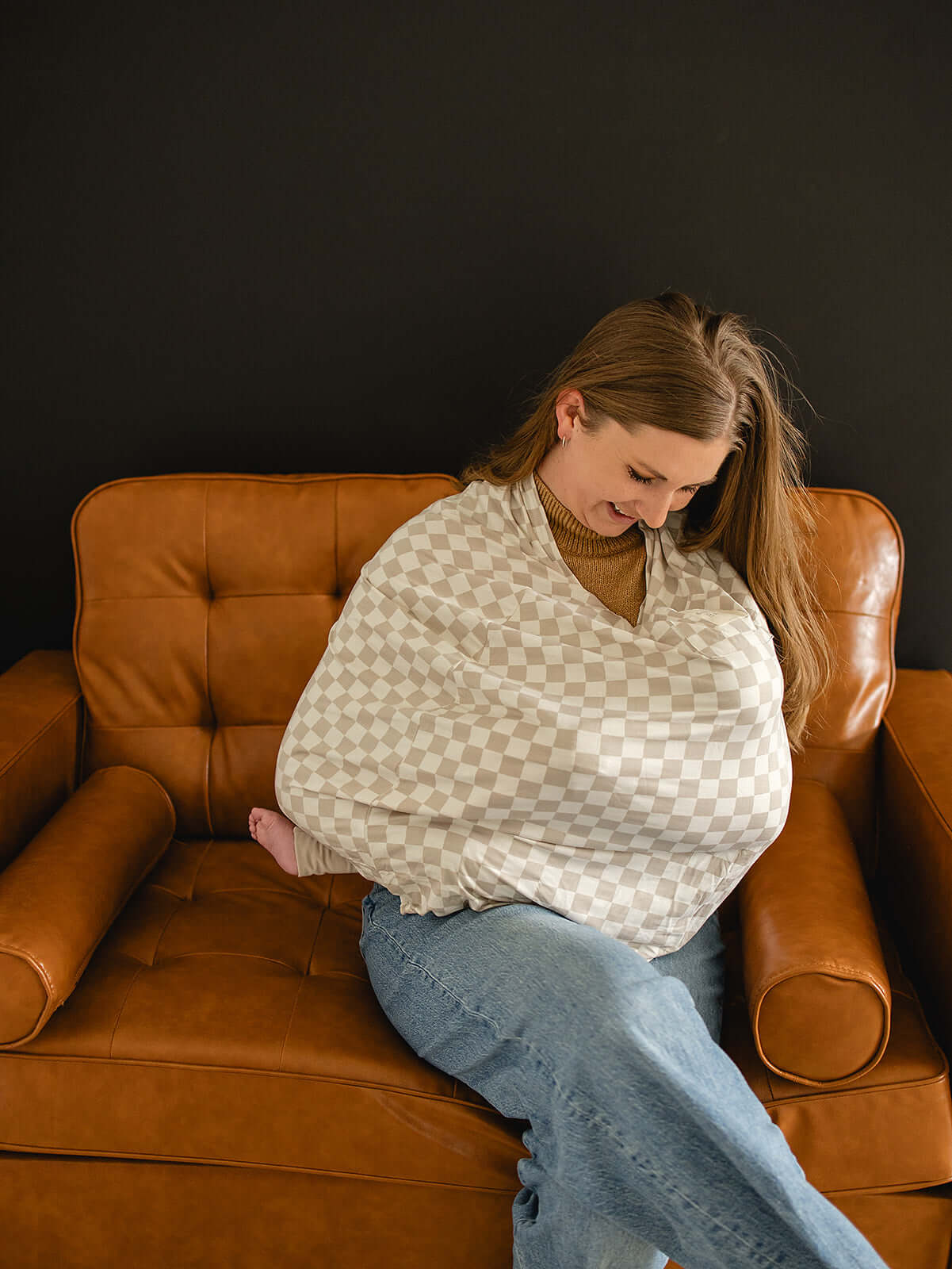 Taupe Checkered Bamboo Multi-Use Cover | Milk & Baby