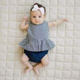 Navy Gingham Peplum Set | Milk & Baby