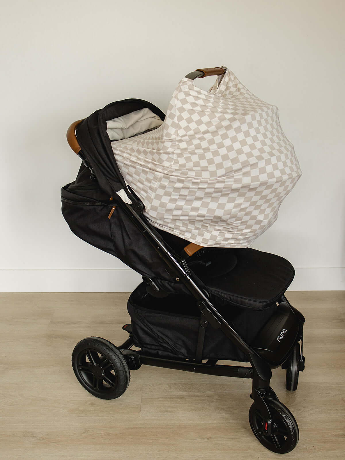 Taupe Checkered Bamboo Multi-Use Cover | Milk & Baby