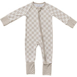 Taupe Checkered Bamboo Zipper | Milk & Baby