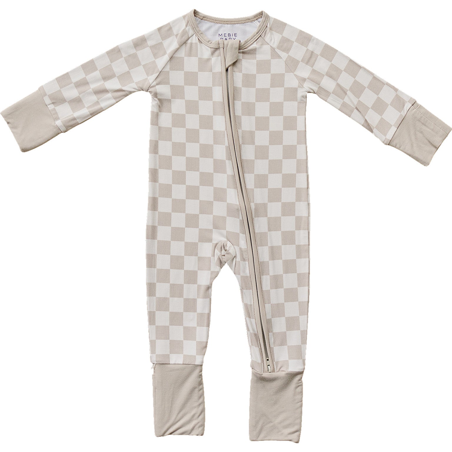 Taupe Checkered Bamboo Zipper | Milk & Baby