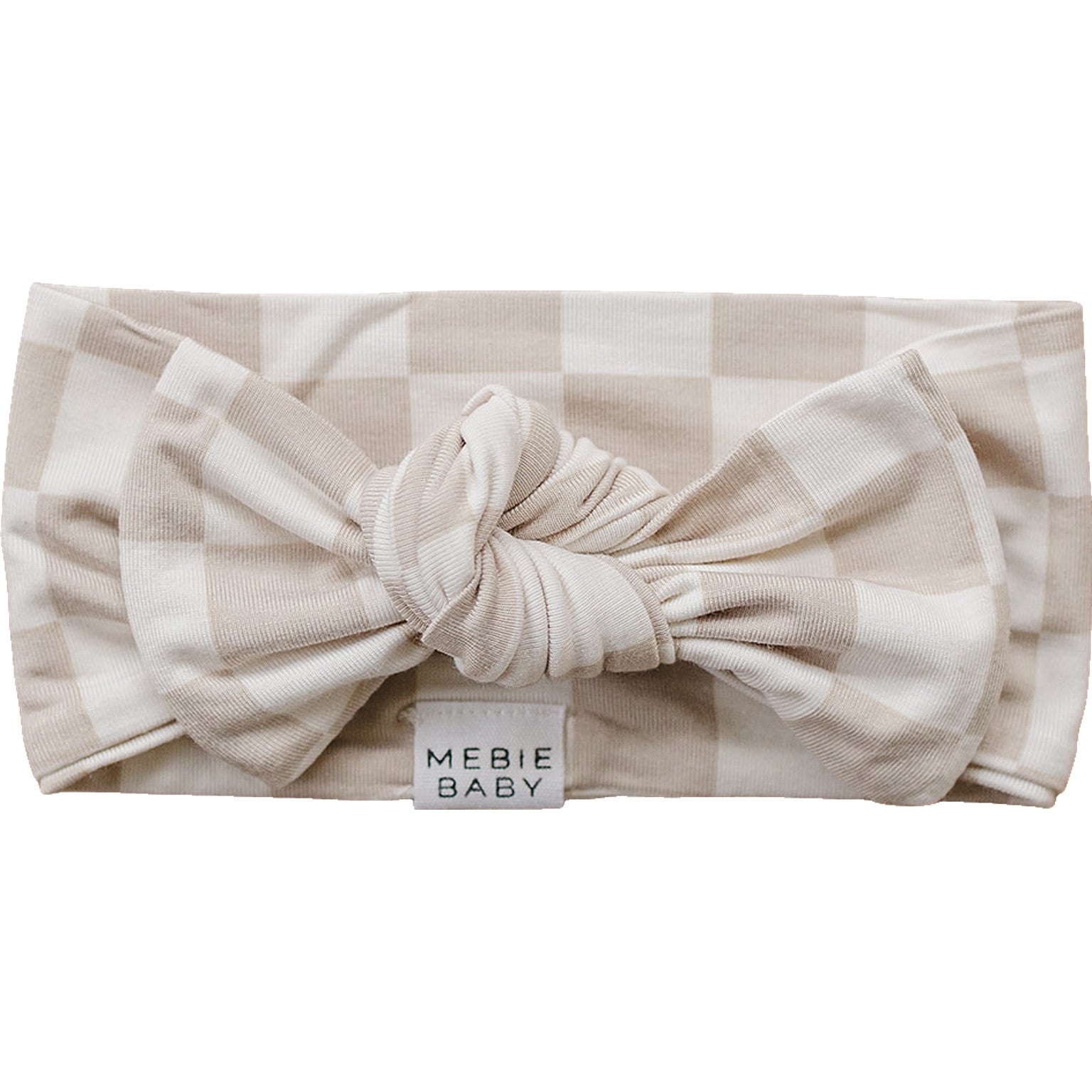 Taupe Checkered Bamboo Head Wrap | Milk & Baby