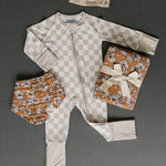 Taupe Checkered Bamboo Zipper | Milk & Baby