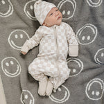 Taupe Checkered Bamboo Zipper | Milk & Baby