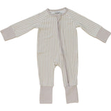 Taupe Stripe Ribbed Bamboo Zipper | Milk & Baby