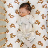 Taupe Stripe Ribbed Bamboo Zipper | Milk & Baby