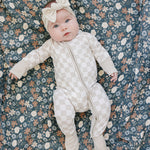 Taupe Checkered Bamboo Zipper | Milk & Baby