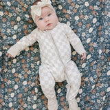 Taupe Checkered Bamboo Zipper | Milk & Baby