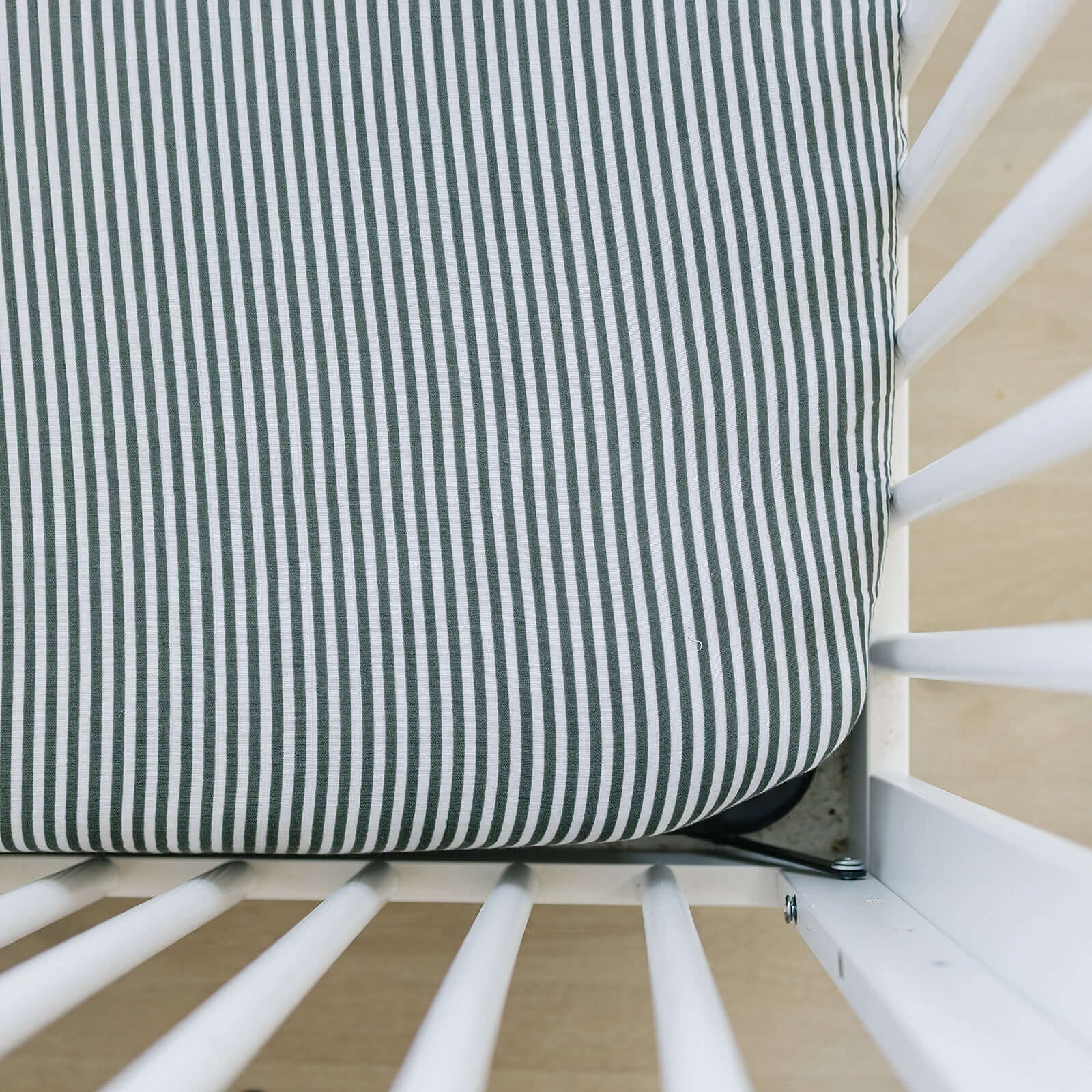 Green Stripes Muslin Crib Sheet | Milk & Baby