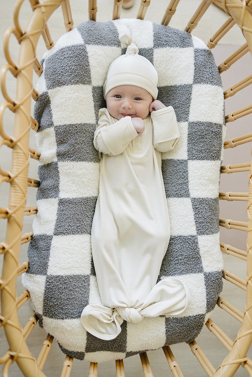 Cream Ribbed Bamboo Knot Gown | Milk & Baby