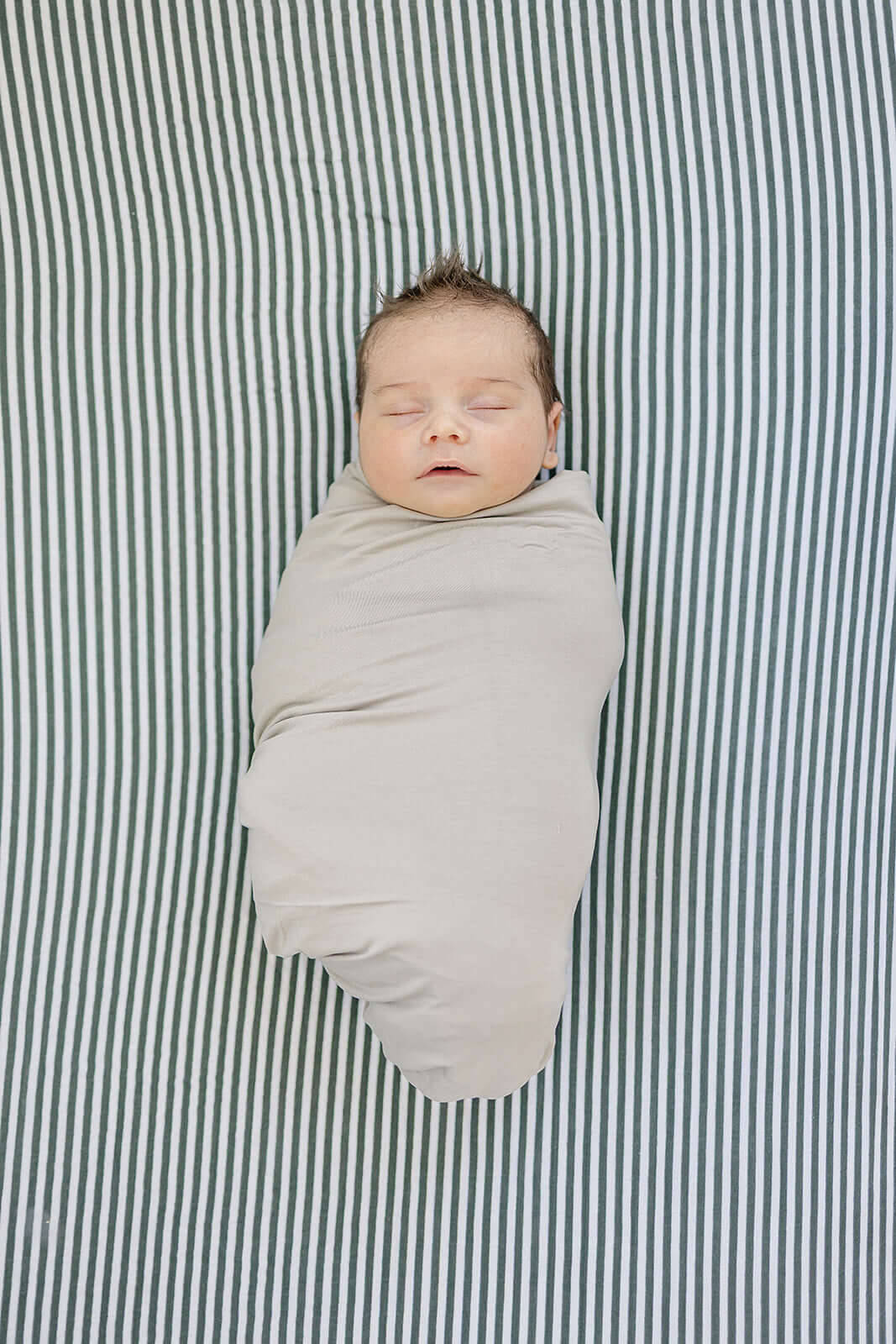 Green Stripes Muslin Crib Sheet | Milk & Baby