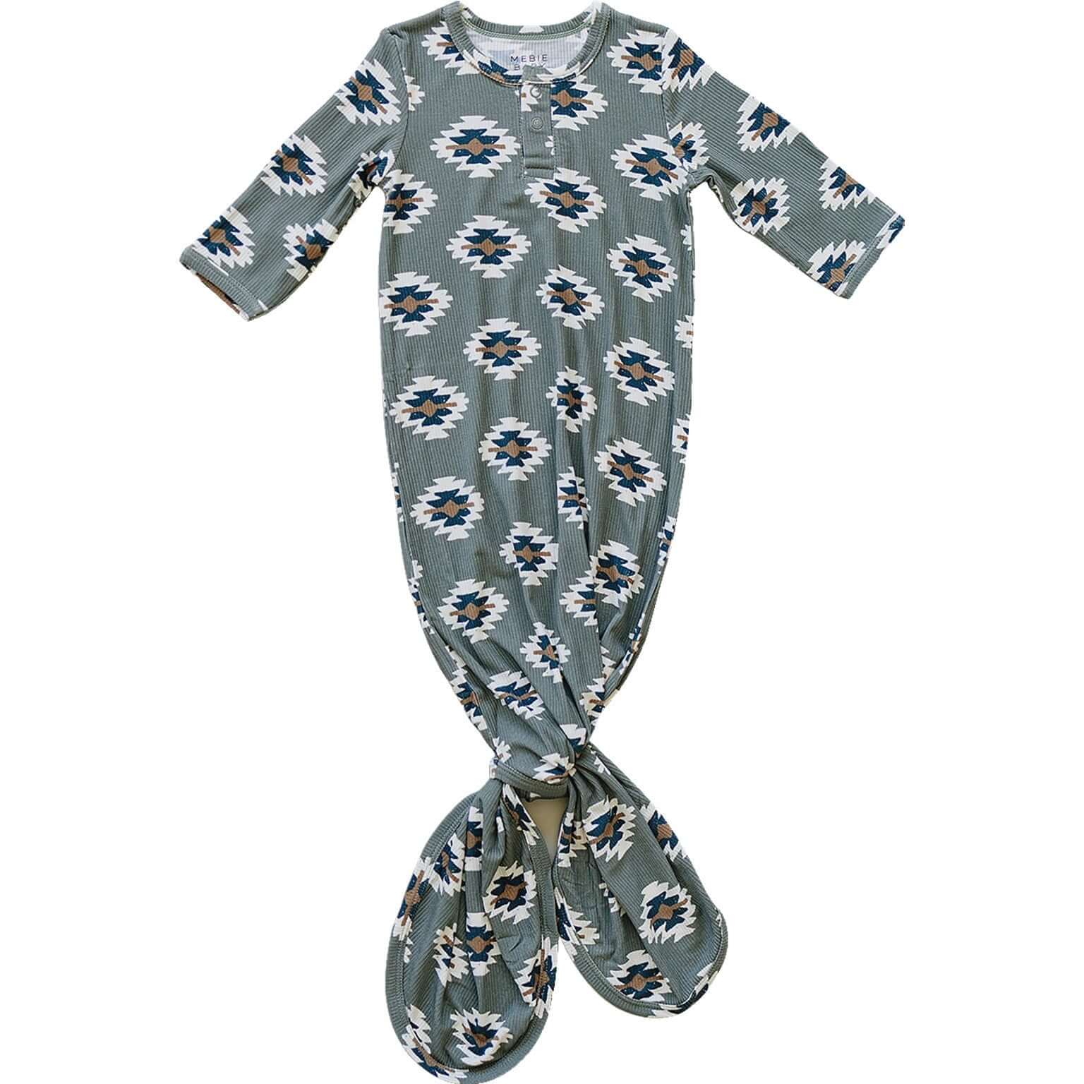 Southwest Aztec Ribbed Bamboo Knot Gown | Milk & Baby