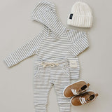 Grey Striped Hooded Set | Milk & Baby