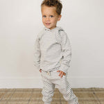 Grey Striped Hooded Set | Milk & Baby