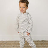Grey Striped Hooded Set | Milk & Baby
