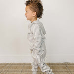 Grey Striped Hooded Set | Milk & Baby
