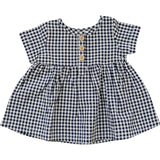 Navy Gingham Linen Cotton Dress | Milk & Baby