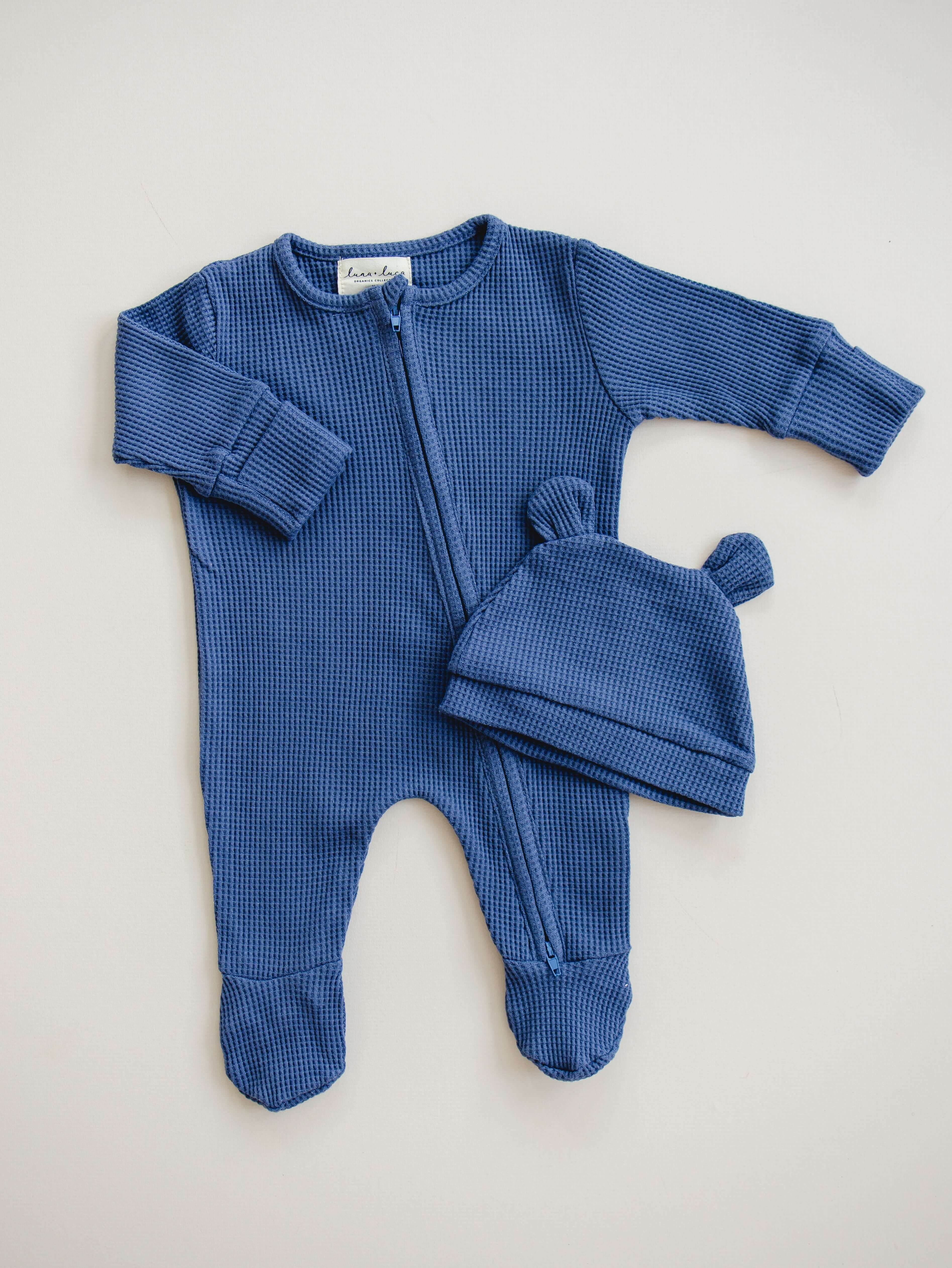 Luna + Luca Bear Waffle Set | Stormy Blue | Milk & Baby
