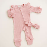 Luna + Luca Ruffle Waffle Set - Dusty Rose | Milk & Baby