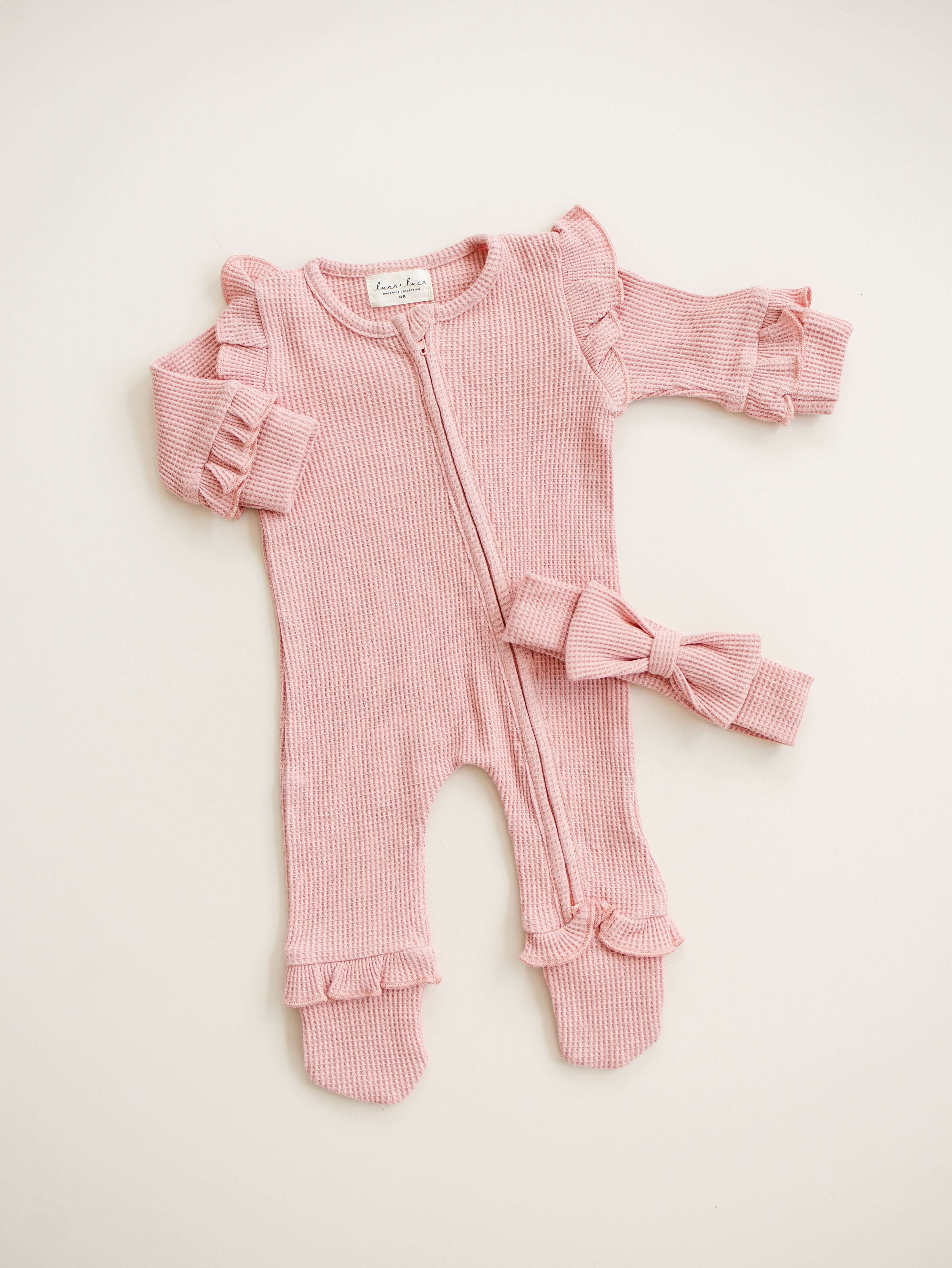 Luna + Luca Ruffle Waffle Set - Dusty Rose | Milk & Baby