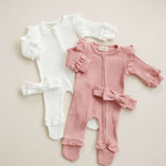 Luna + Luca Ruffle Waffle Set - Dusty Rose | Milk & Baby