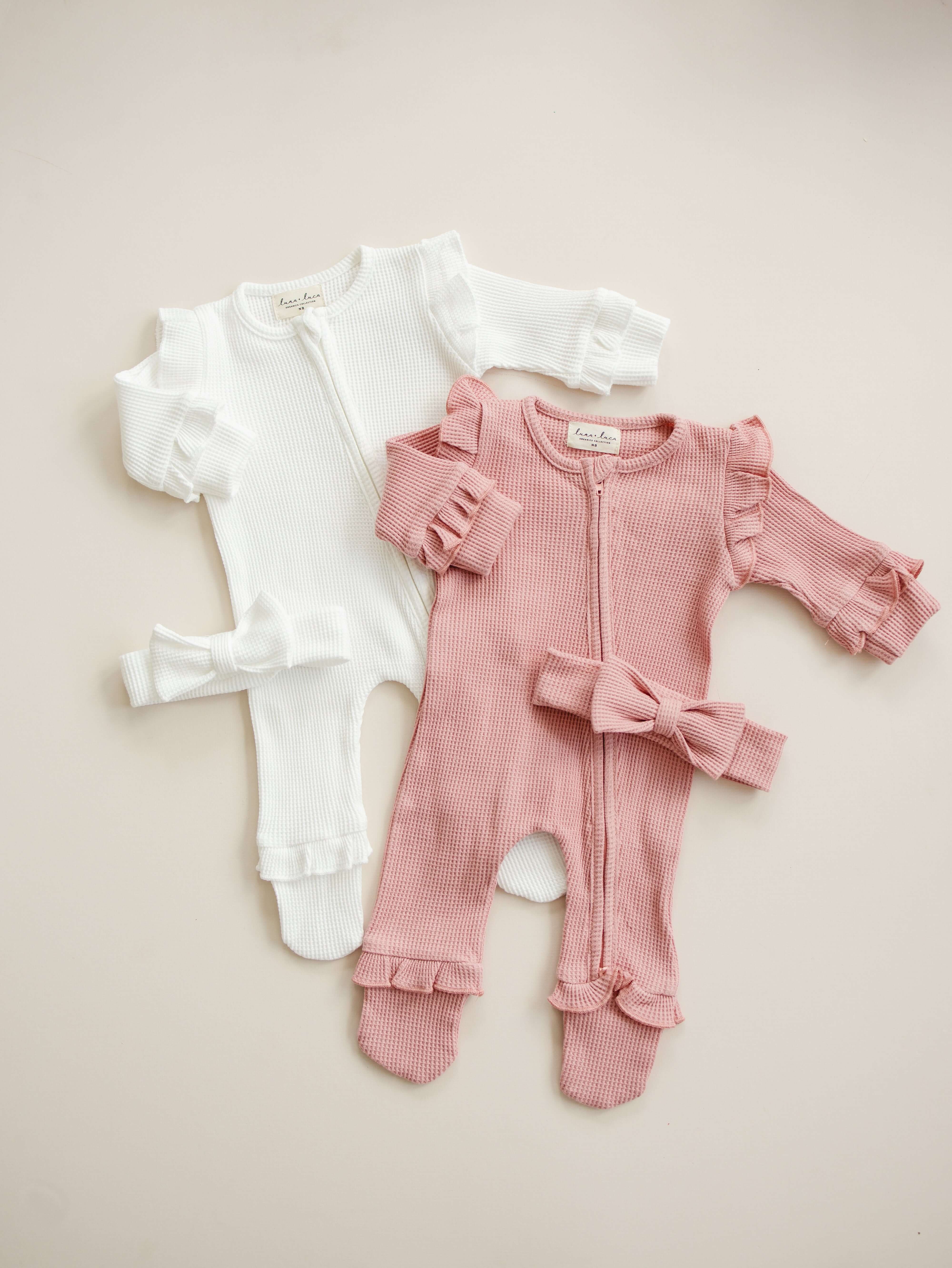 Luna + Luca Ruffle Waffle Set - Dusty Rose | Milk & Baby