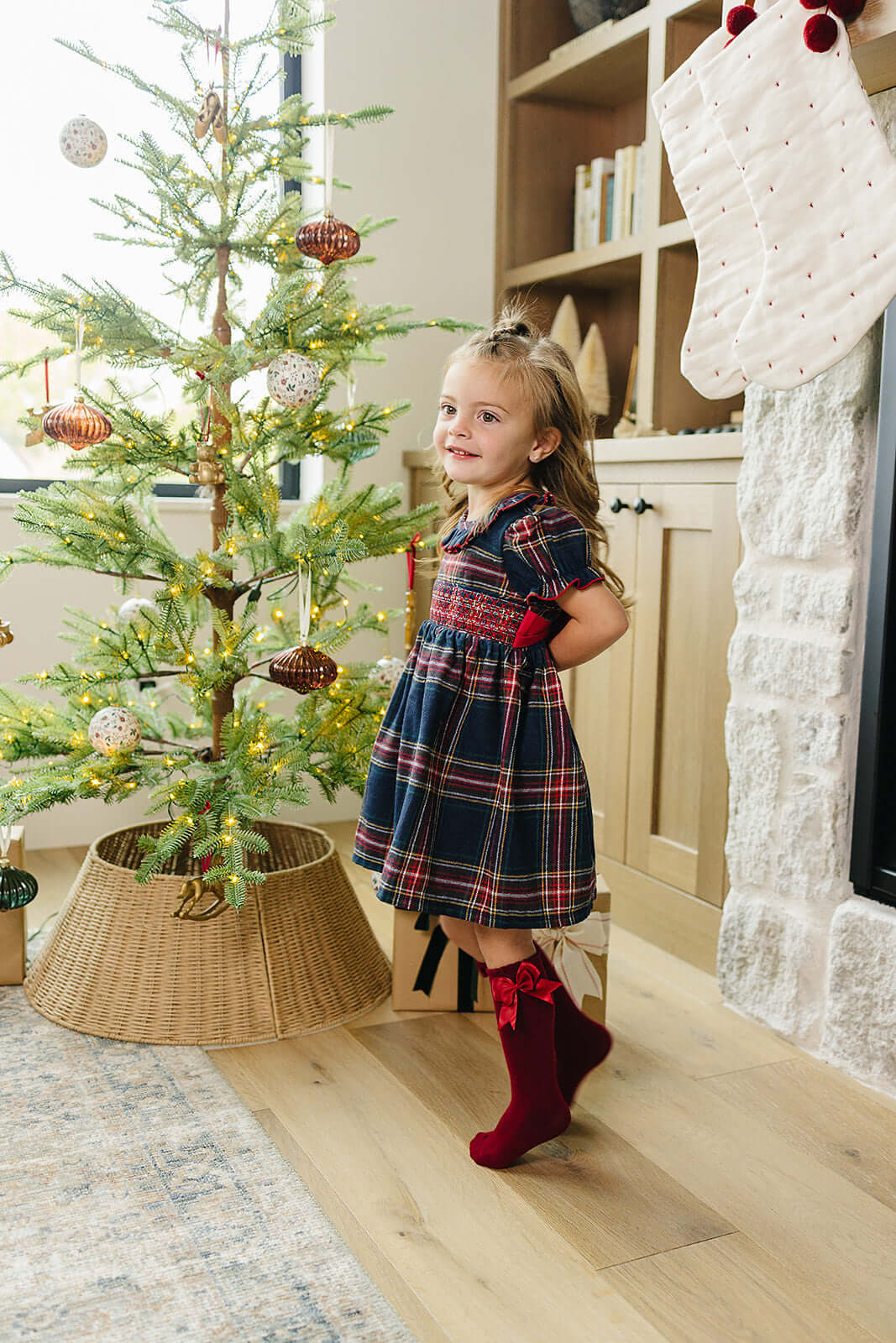 Christmas Plaid Smocked Dress | Milk & Baby