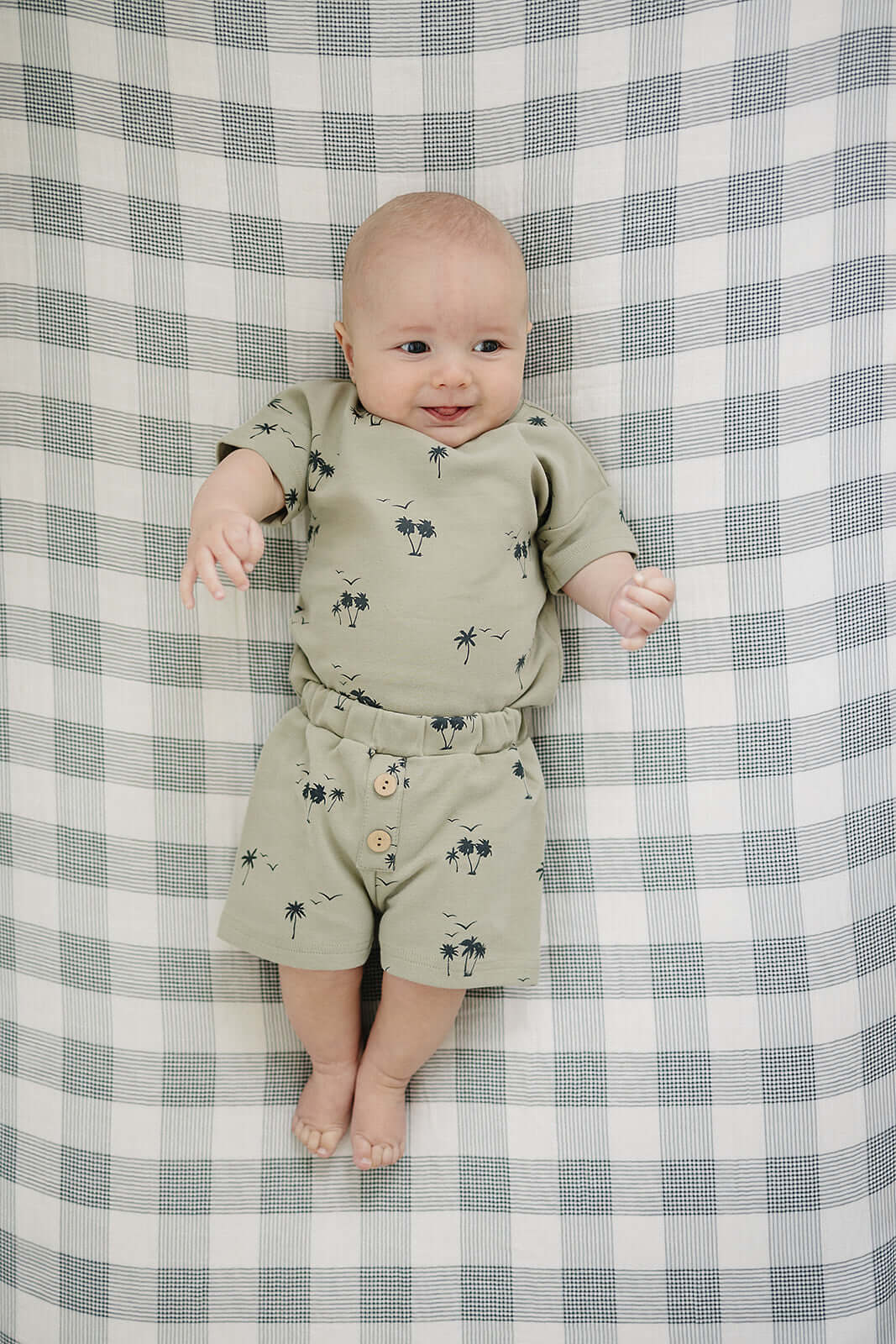 Palm Tree Button Short Set | Milk & Baby