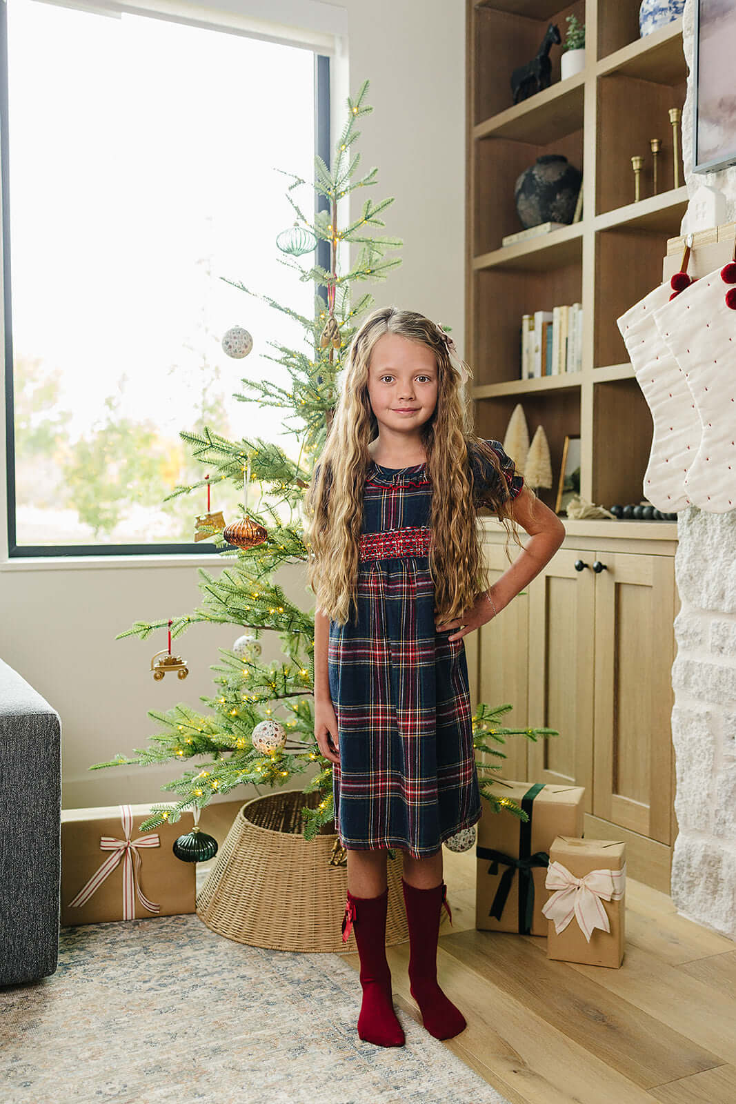 Christmas Plaid Smocked Dress | Milk & Baby