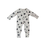 Tattoo Heart Heather Grey | Bamboo Zip Romper | Milk & Baby