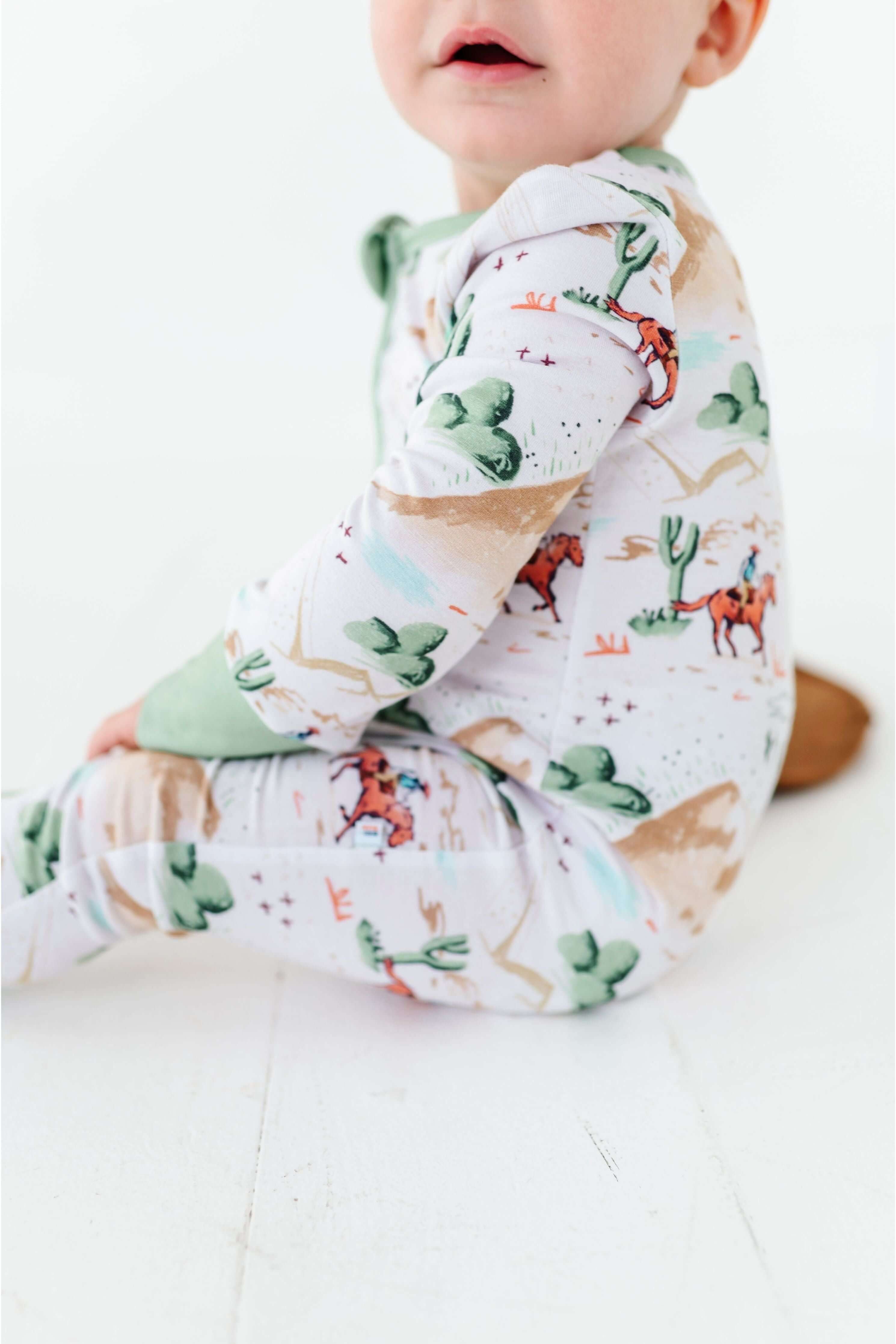 Billy Western Print | Bamboo One Piece Zip Pajama | Milk & Baby
