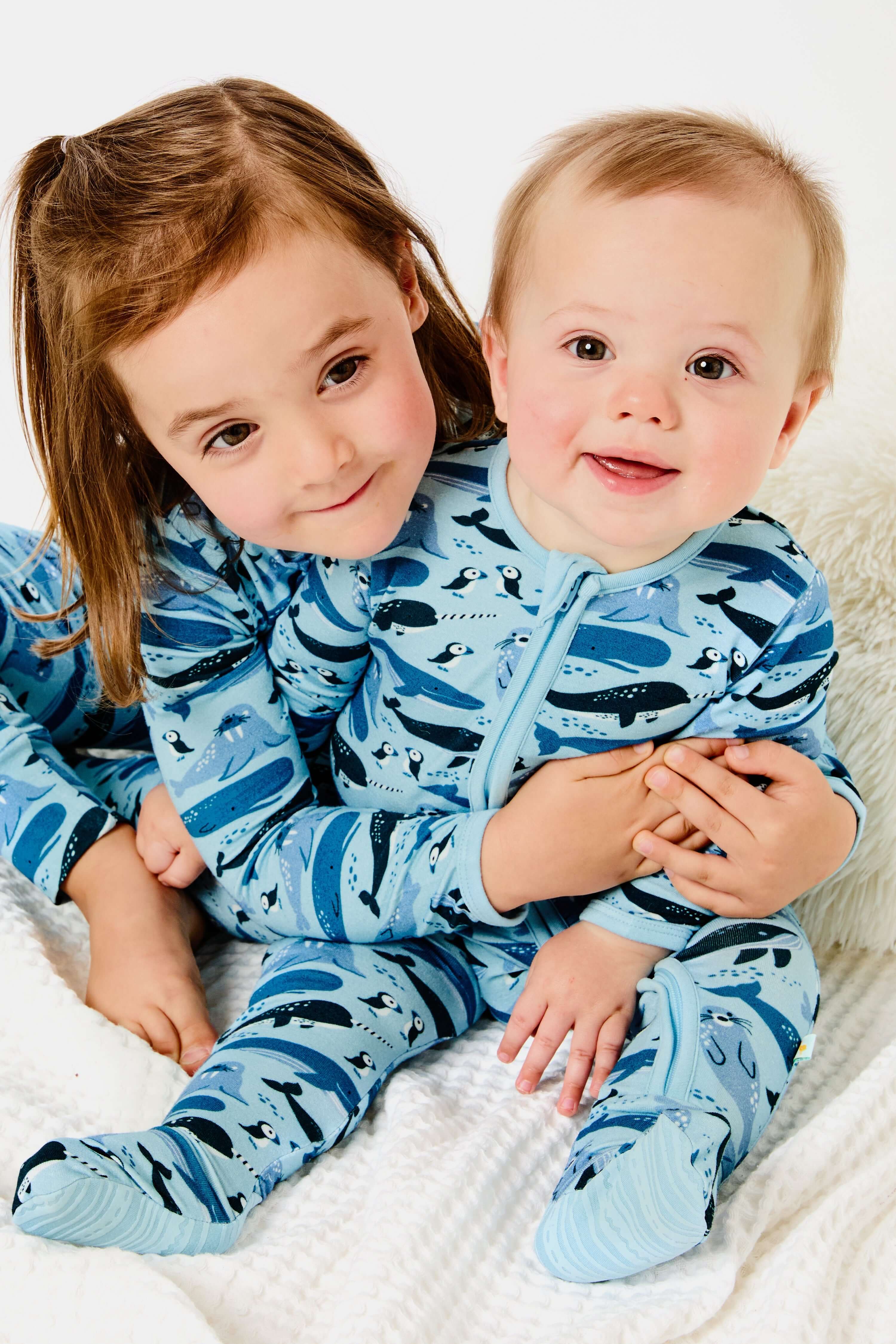 Soft & Stretchy Zipper Footie - Ocean Animals | Milk & Baby
