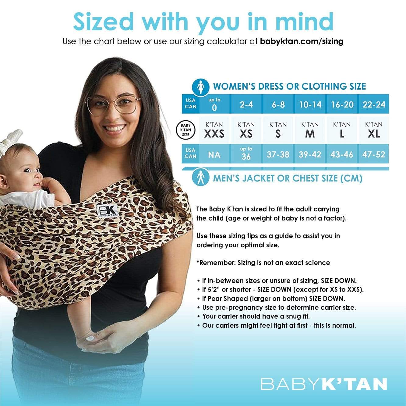Baby K'tan Print Baby Carrier | Leopard Love | Milk & Baby