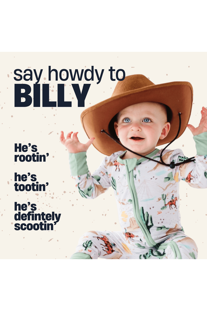 Billy Western Print | Bamboo One Piece Zip Pajama | Milk & Baby