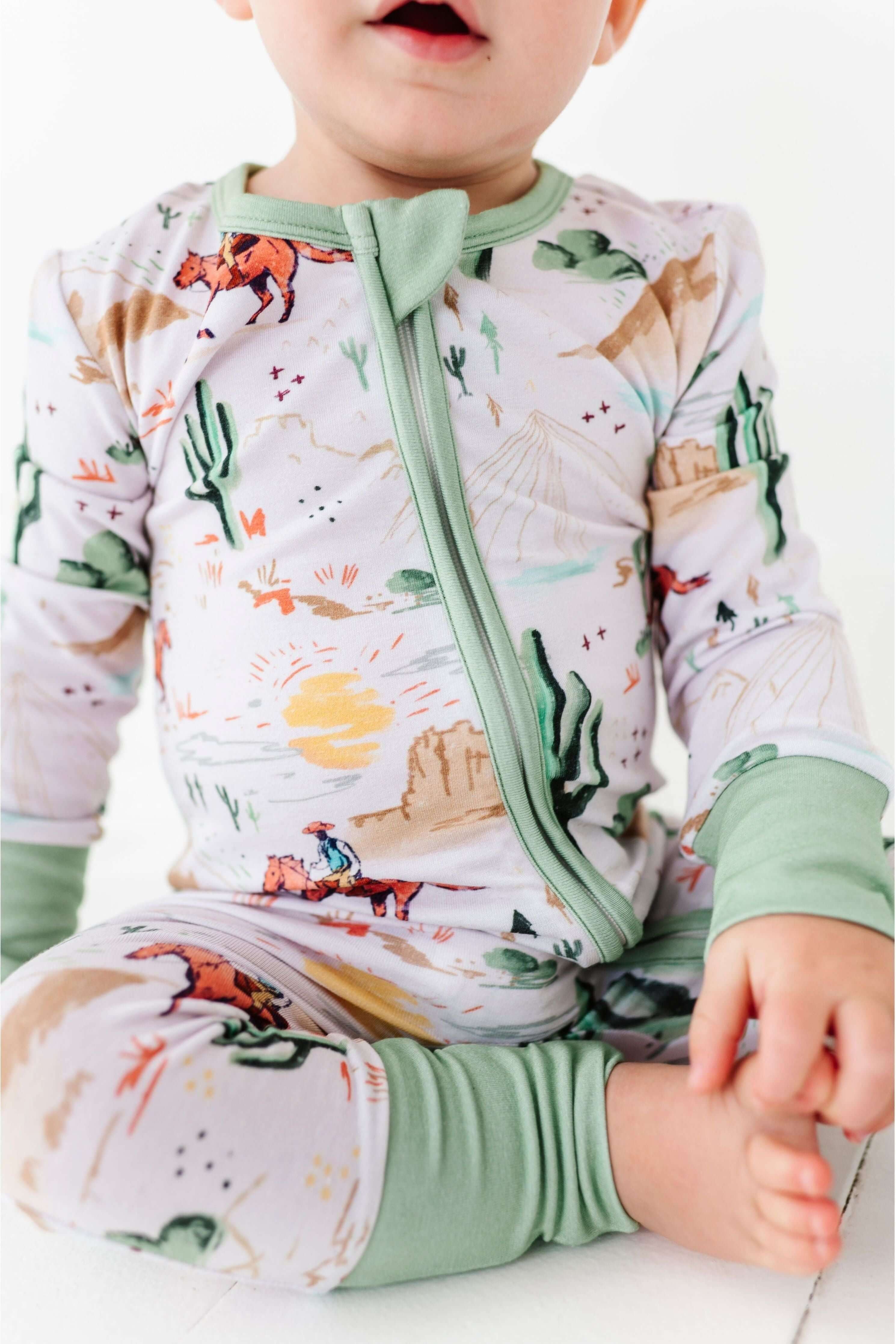 Billy Western Print | Bamboo One Piece Zip Pajama | Milk & Baby