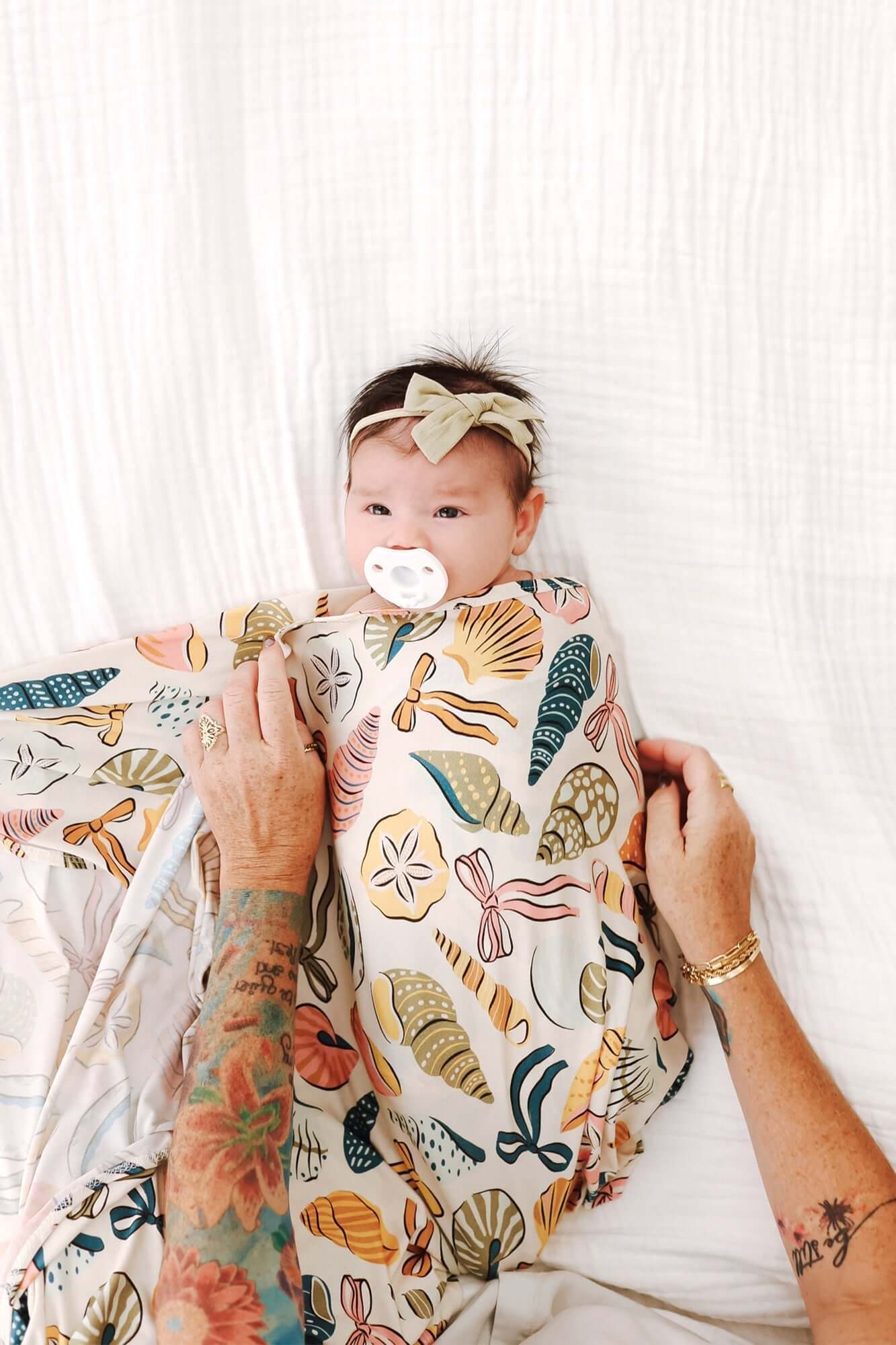 Coastal Bows Stretch Swaddle Blanket | Milk & Baby