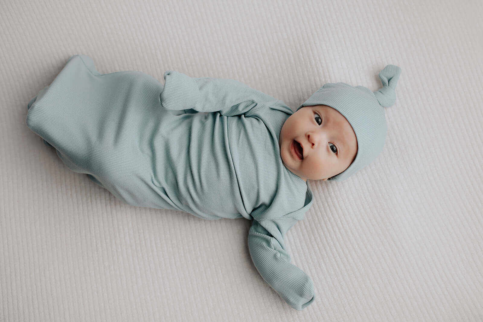 Blue Bird Ribbed Knotted Gown | Milk & Baby