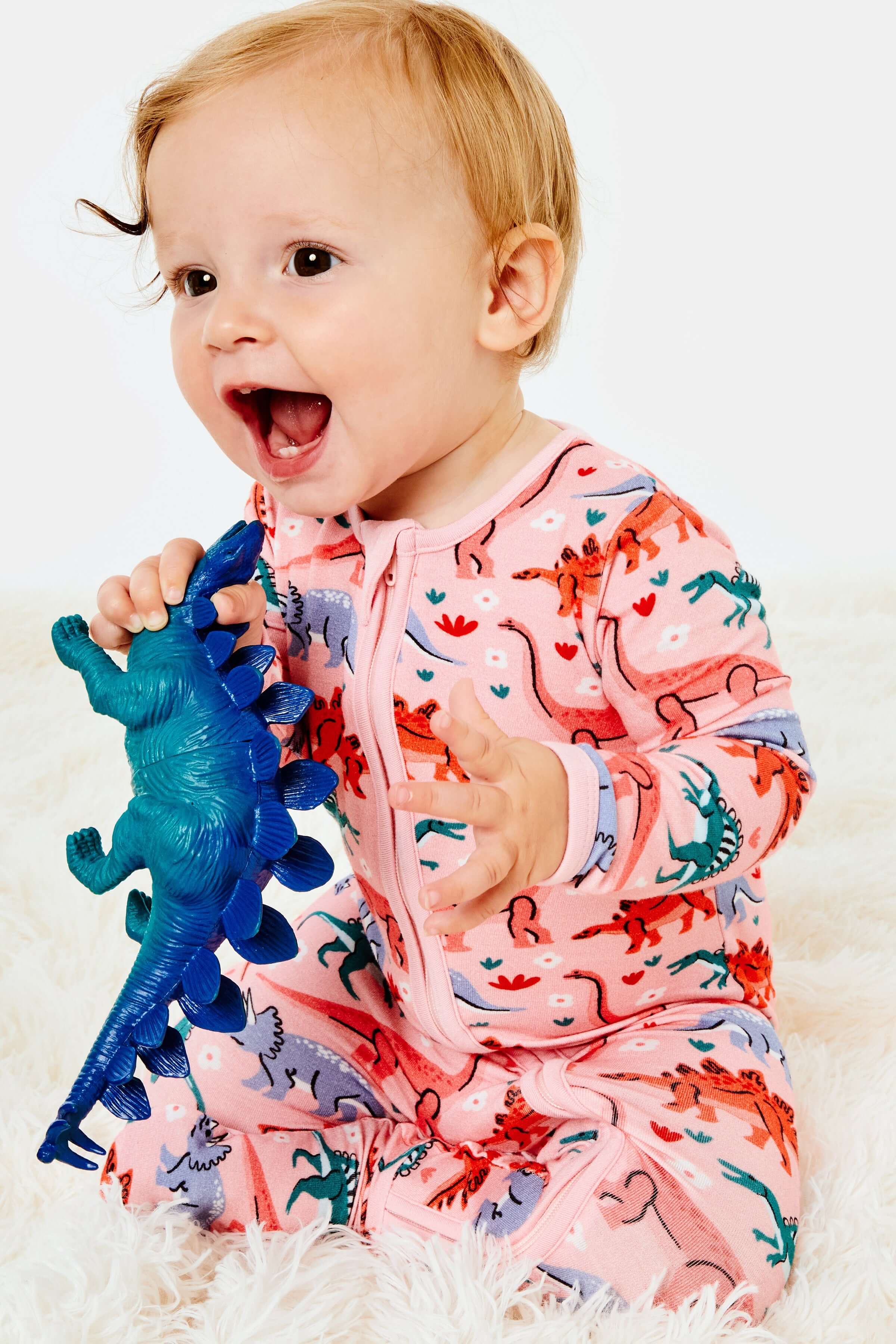 Dinosaur Garden | Soft & Stretchy Zipper Footie | Milk & Baby