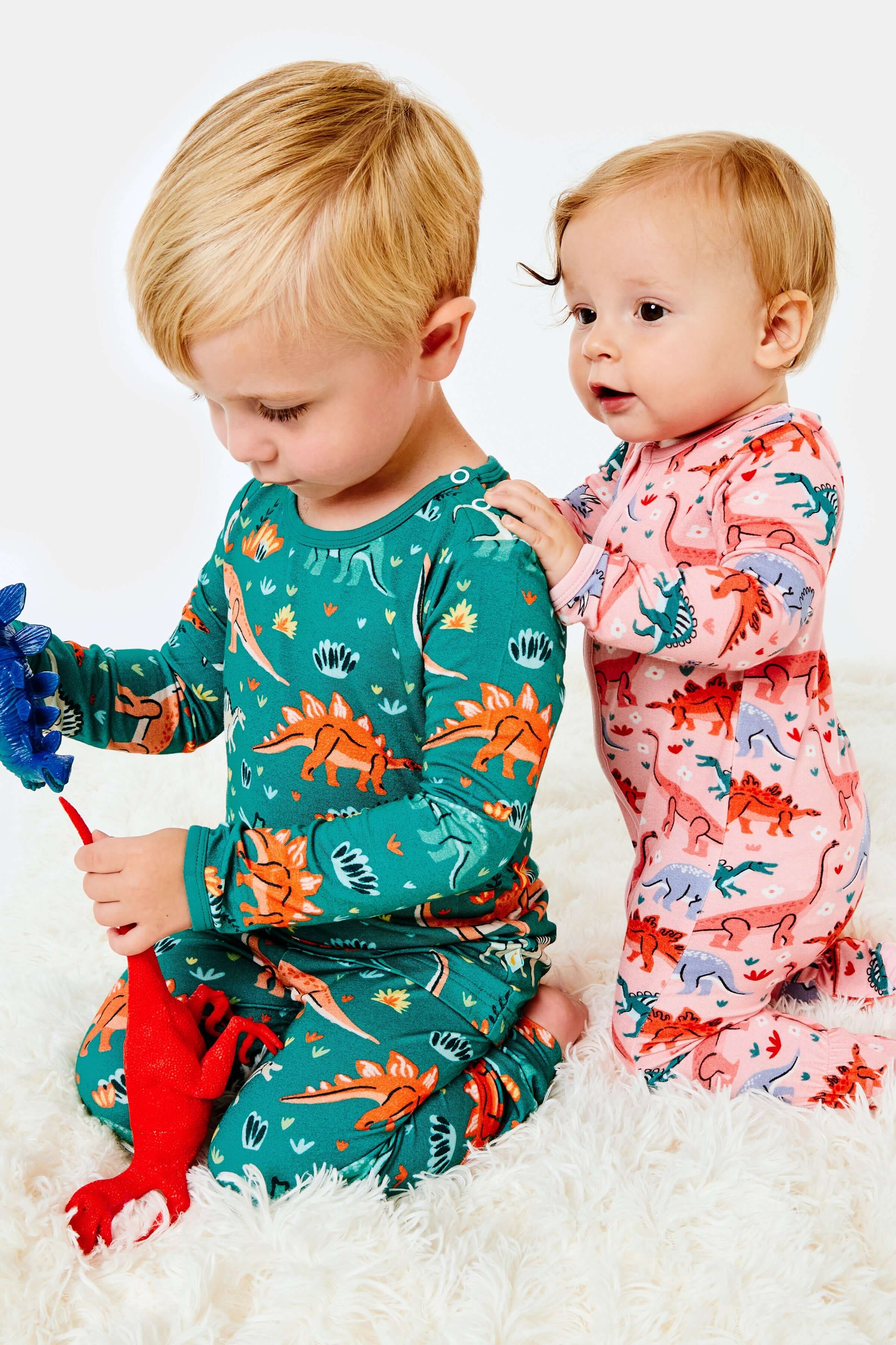 Dinosaur Garden | Soft & Stretchy Zipper Footie | Milk & Baby