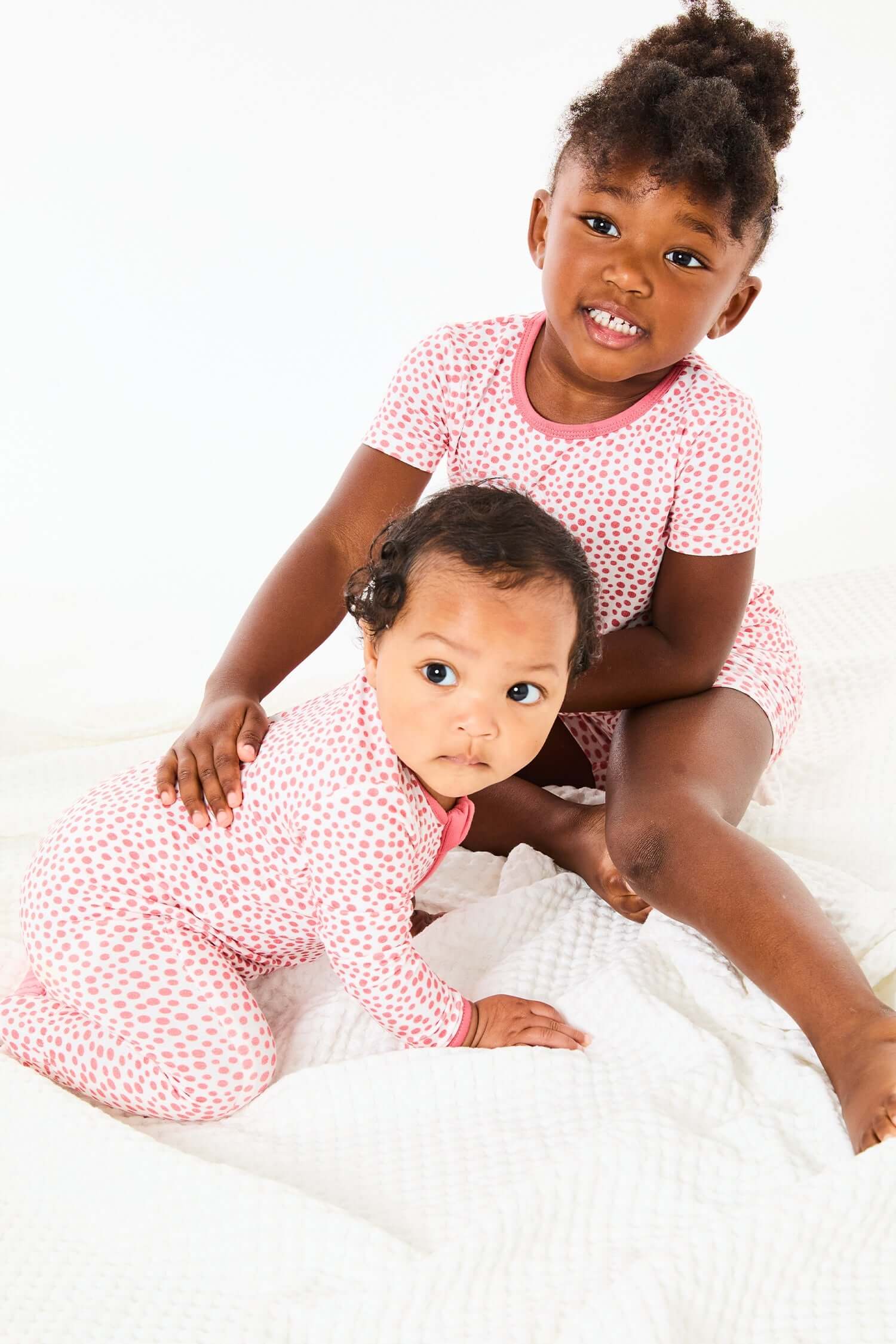 Coral Dots | Soft & Stretchy Zipper Footie | Milk & Baby