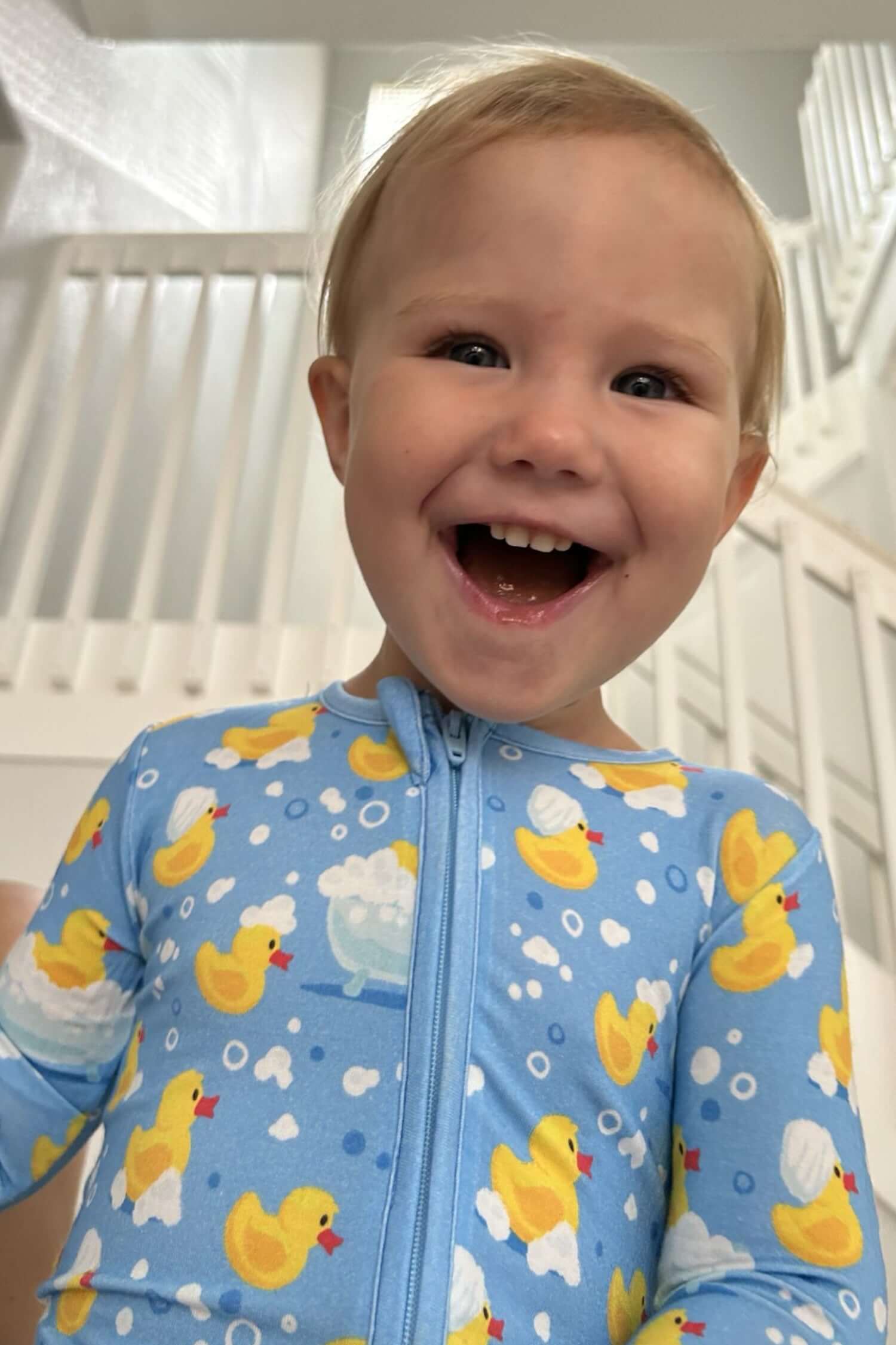 Soft & Stretchy Zipper Footie - Rubber Duckies | Milk & Baby