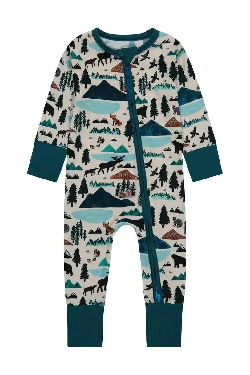 Into the Wild | Bamboo One Piece Zip Pajama | Milk & Baby