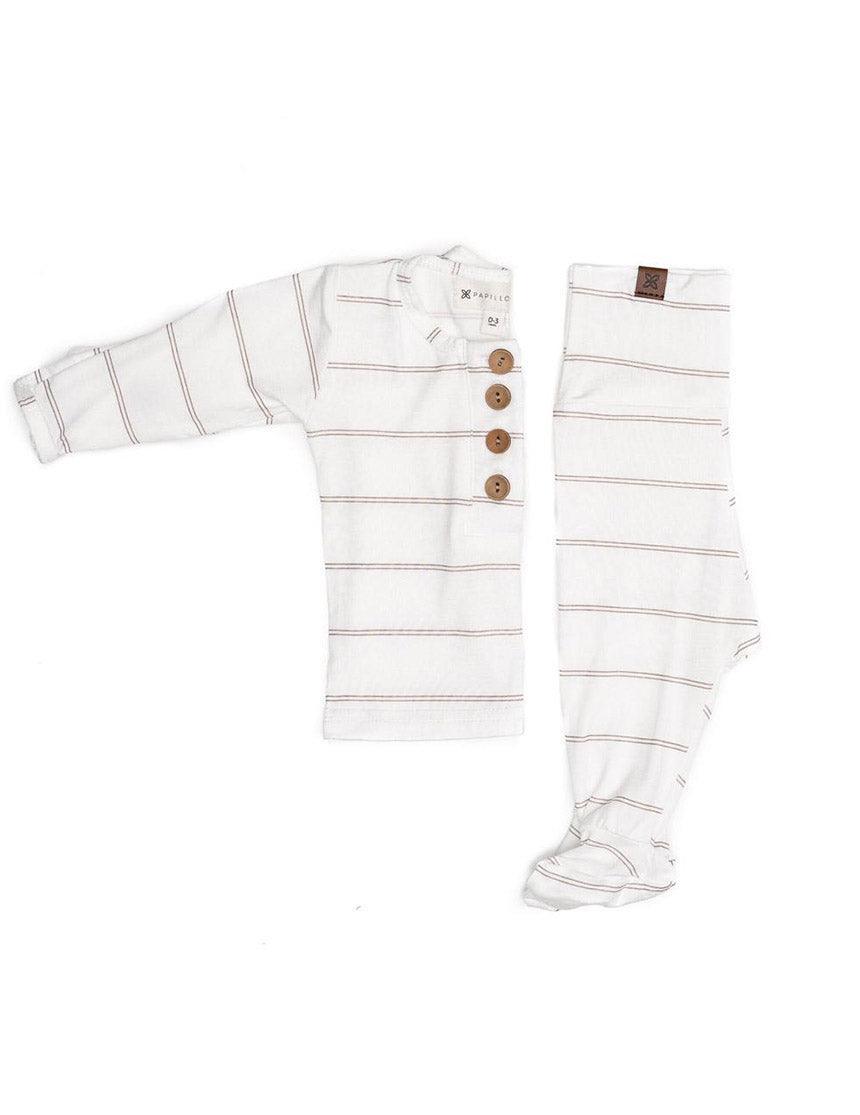 Fawn Striped Everything Newborn Top & Bottom | Milk & Baby