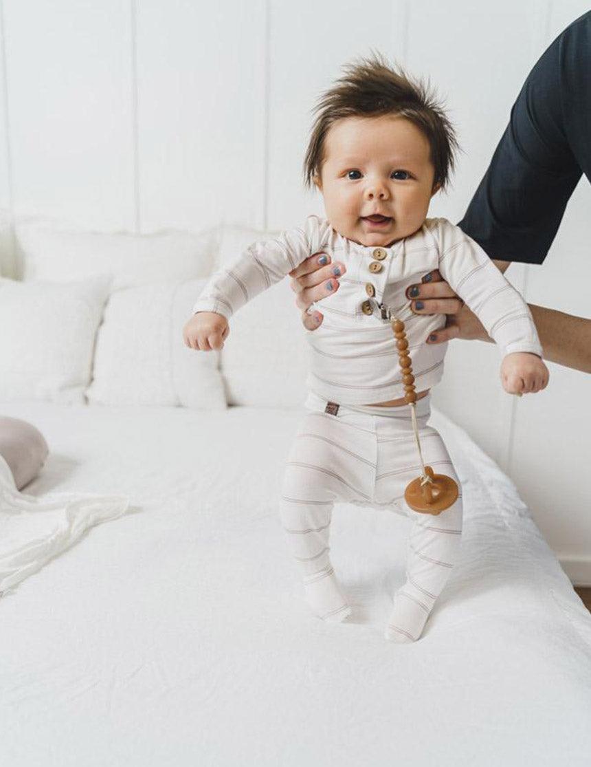 Fawn Striped Everything Newborn Top & Bottom | Milk & Baby