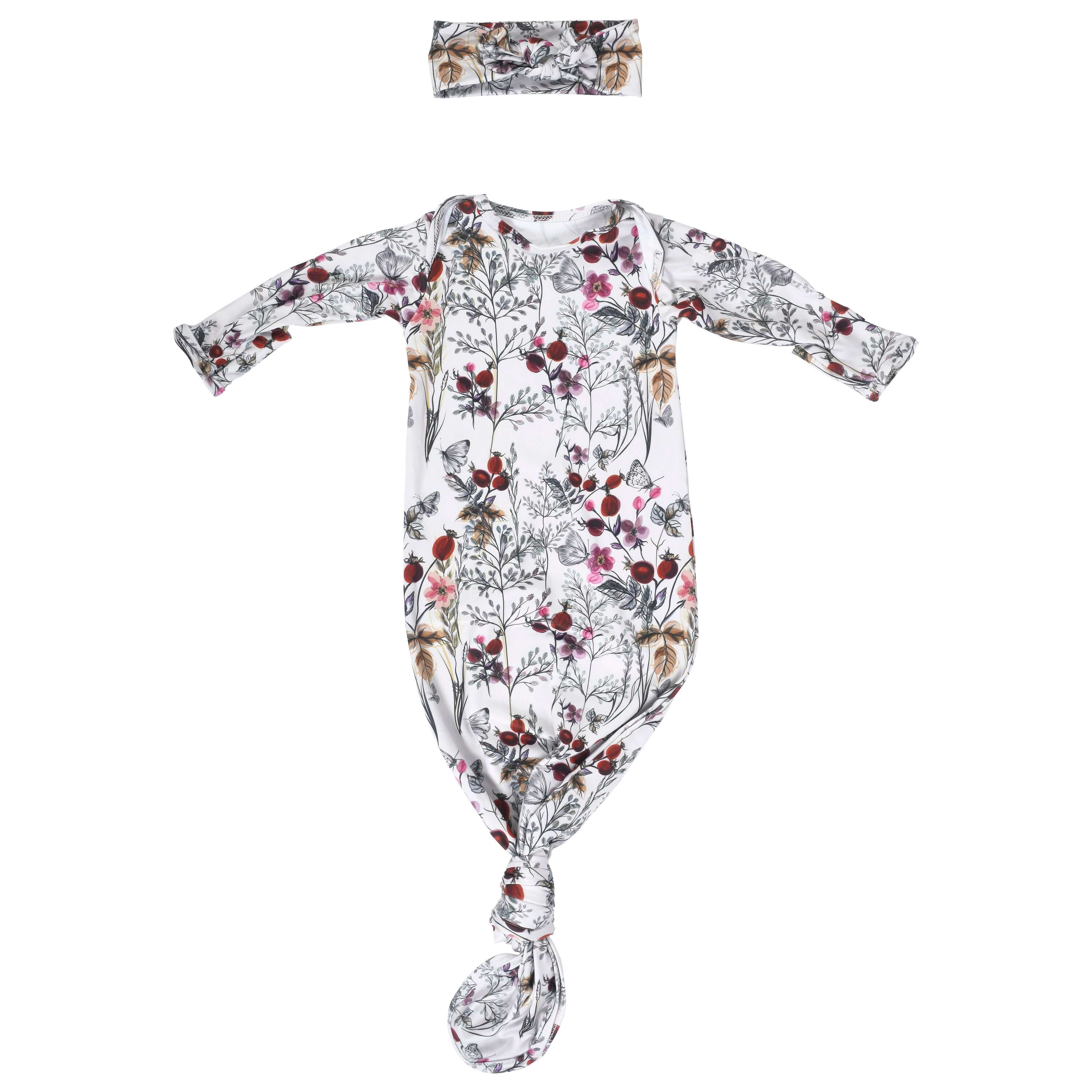 Floral Newborn Knotted Baby Gown | Milk & Baby
