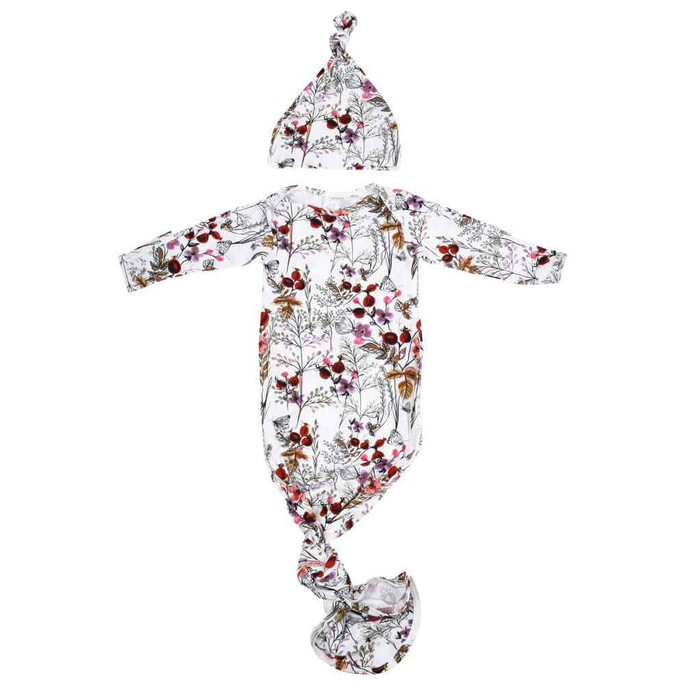 Floral Newborn Knotted Baby Gown | Milk & Baby