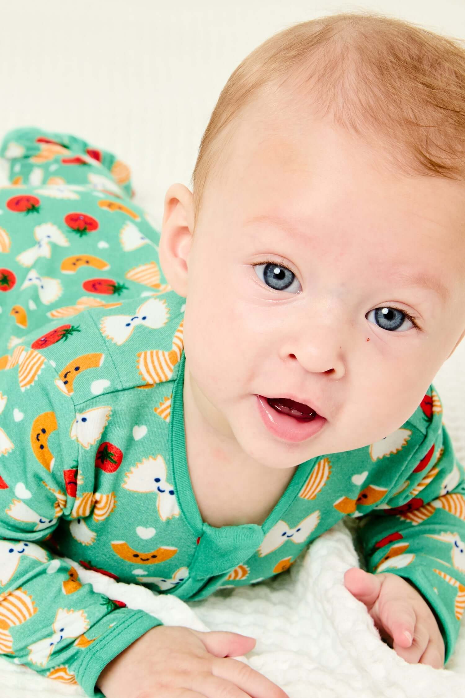 Pasta Night | Soft & Stretchy Zipper Footie | Milk & Baby