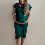 Forest Green Ribbed Labor & Delivery Gown | Milk & Baby