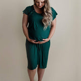 Forest Green Ribbed Labor & Delivery Gown | Milk & Baby